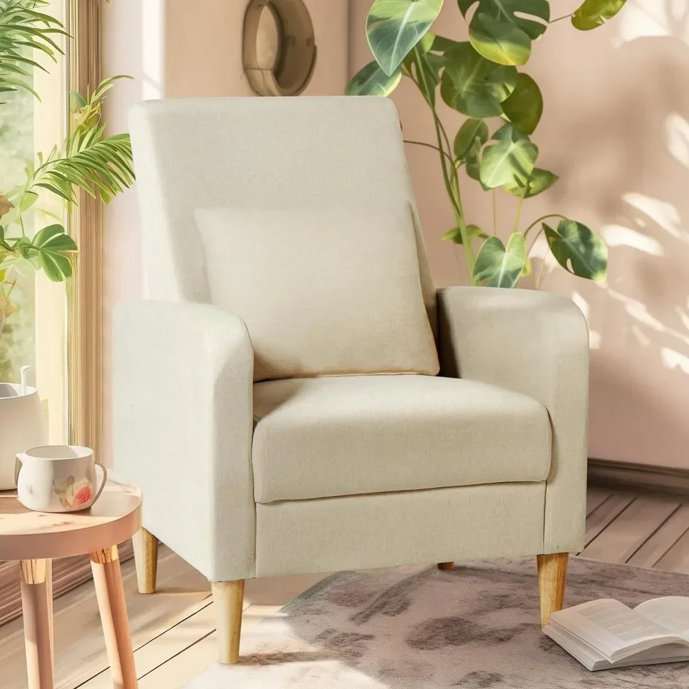 Living room chair, modern padded armchair with wooden legs and pillow, living room side chair – Maruerte.com – Shop Decoration